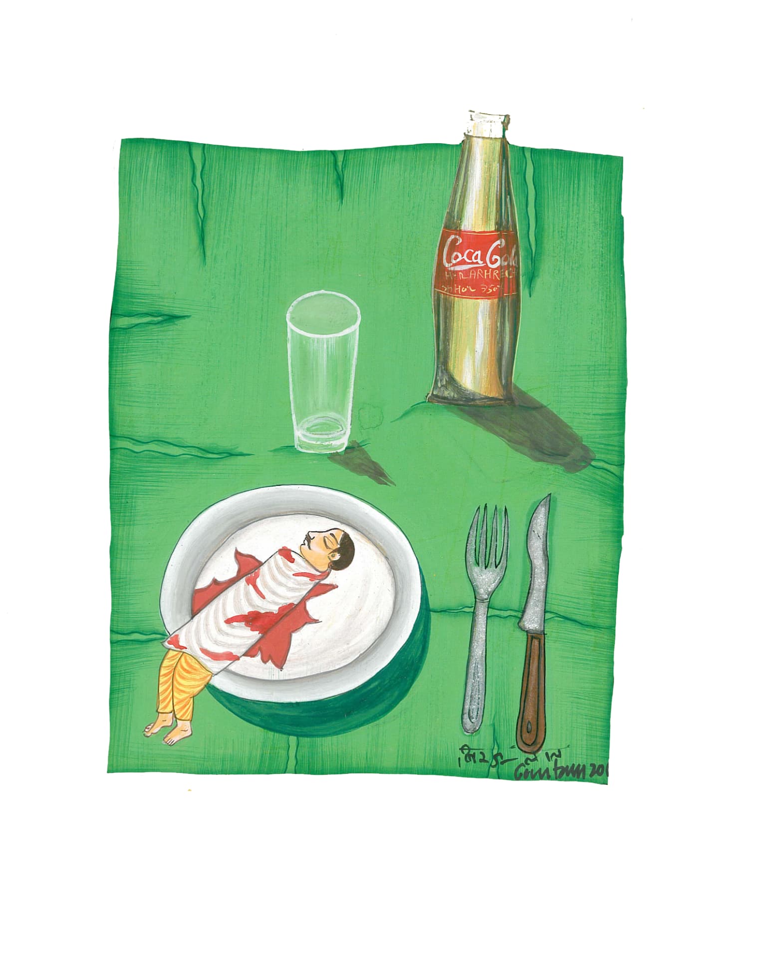Restaurant — miniature painting by Gautam Bhatia