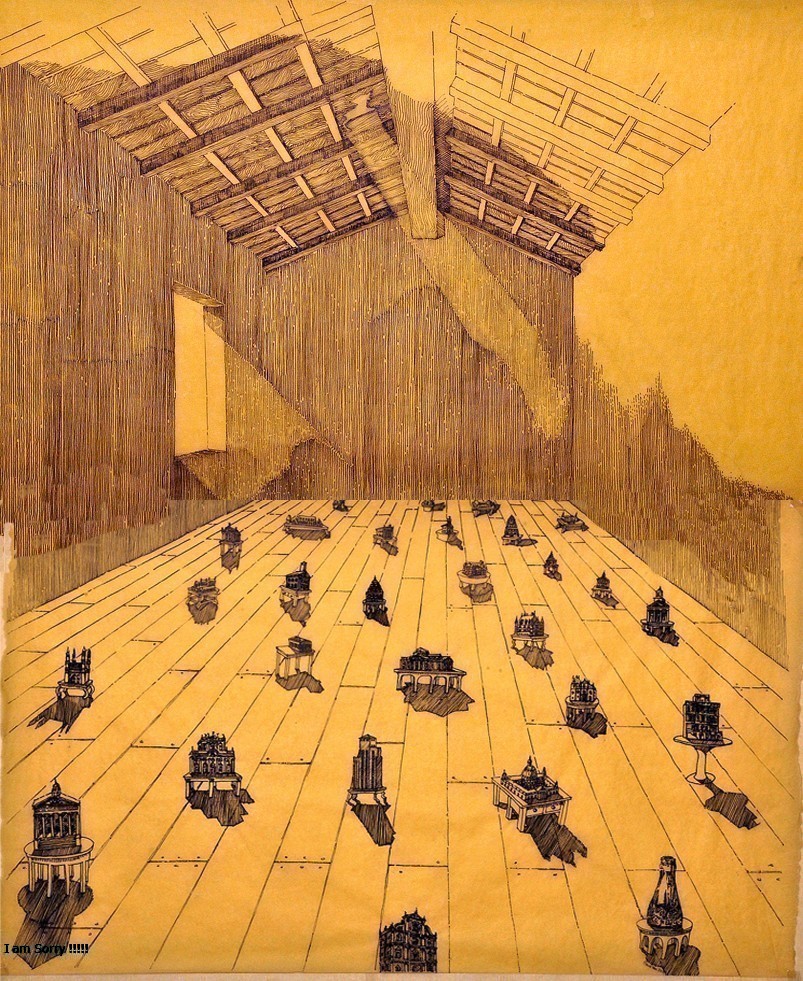 Warehouse of Architecture — ink drawing by Gautam Bhatia