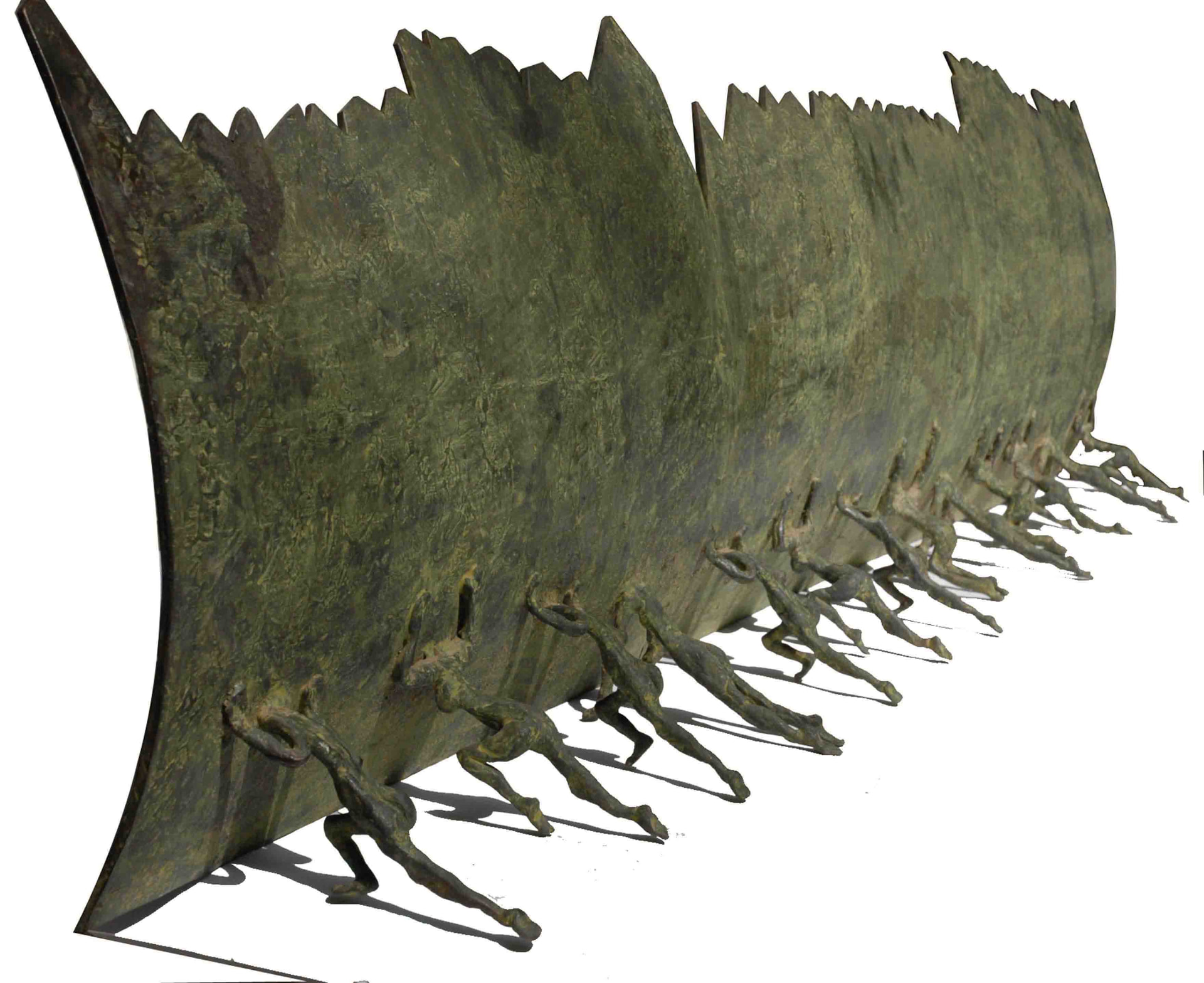 Pushing the Wall — bronze sculpture by Gautam Bhatia