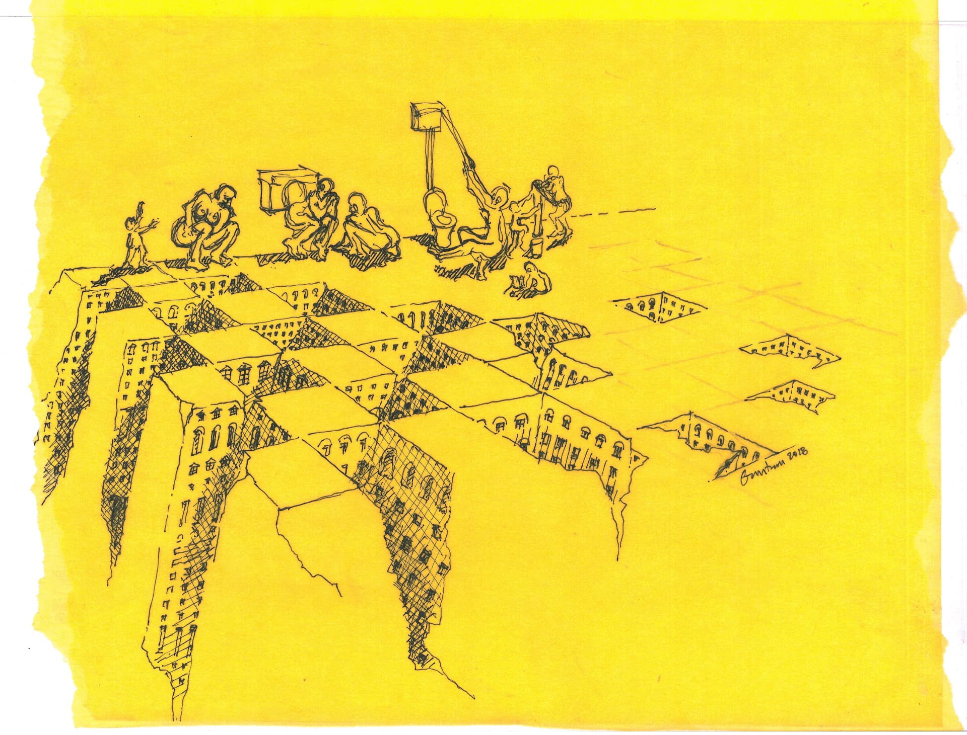 World City — pencil drawing by Gautam Bhatia