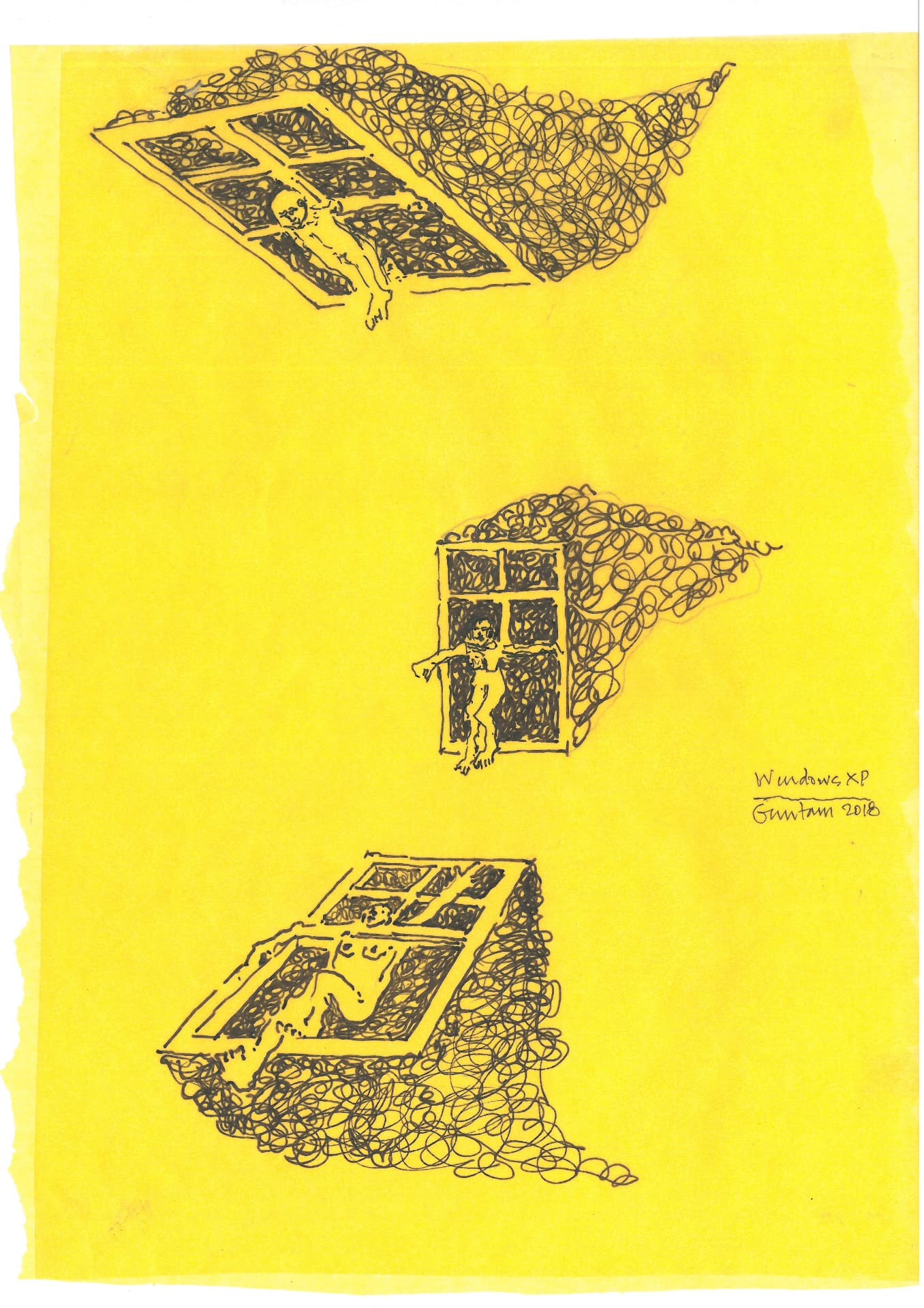 Windows XP — pencil drawing by Gautam Bhatia