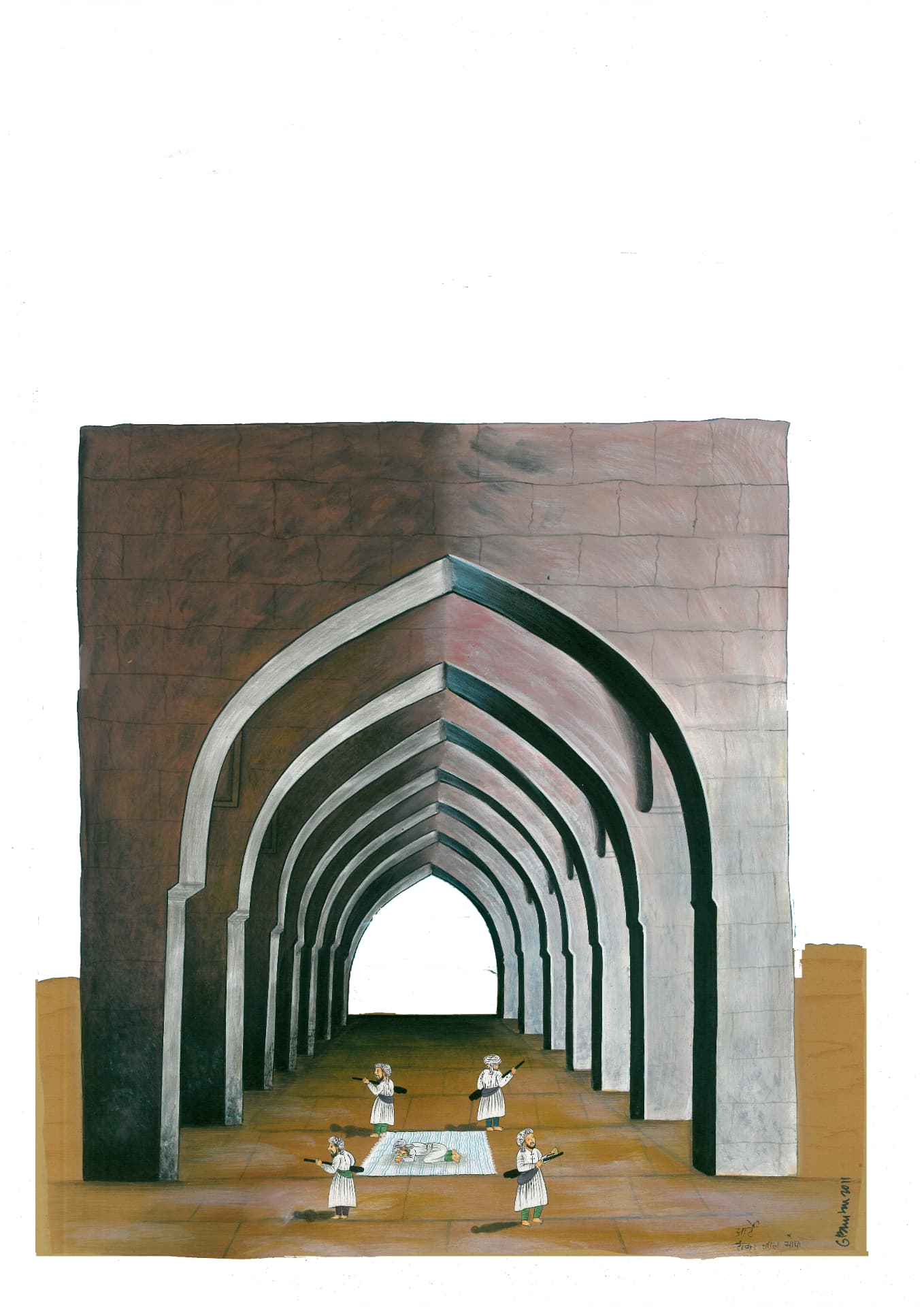Mosque — miniature painting by Gautam Bhatia