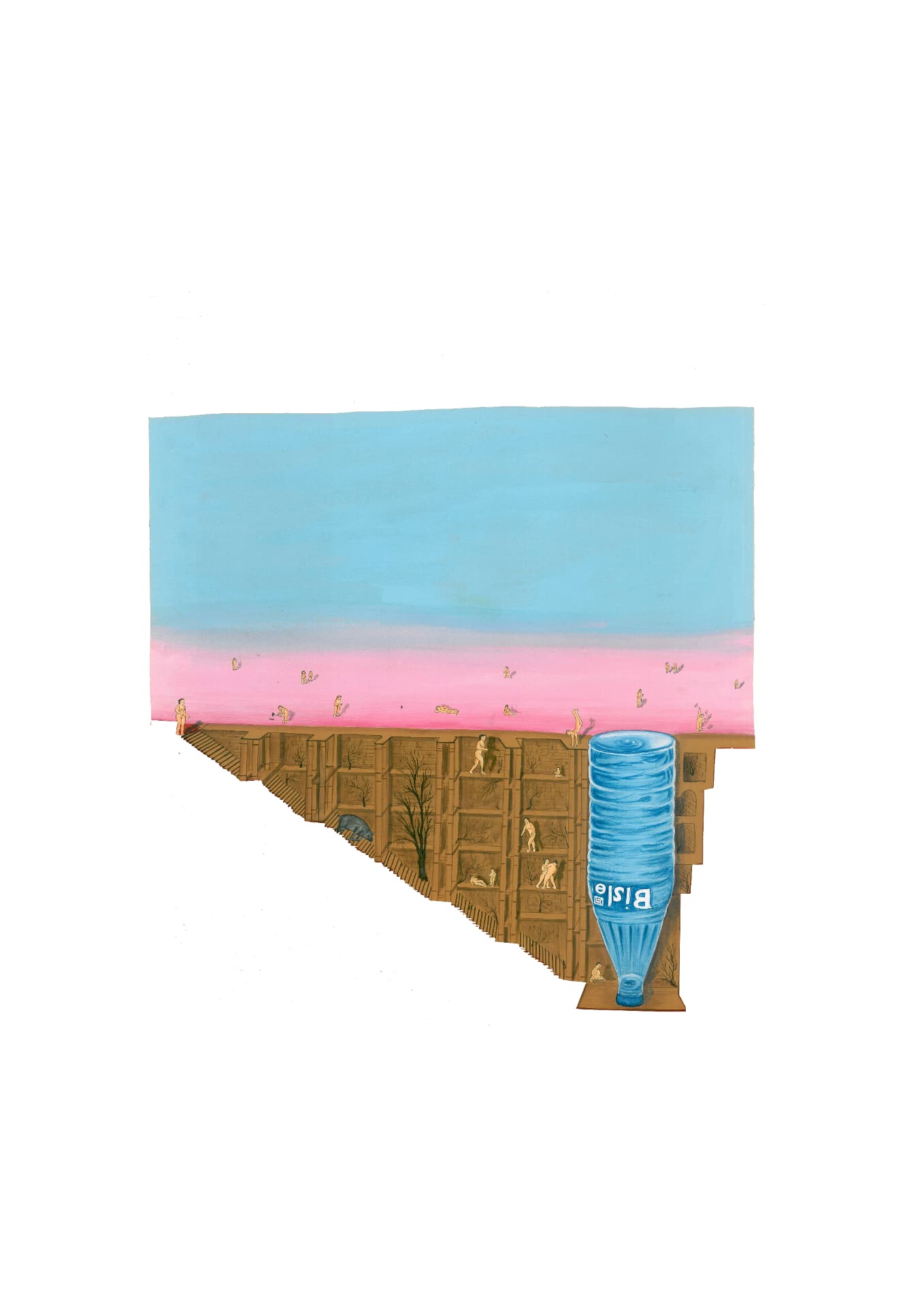 Stepwell — miniature painting by Gautam Bhatia