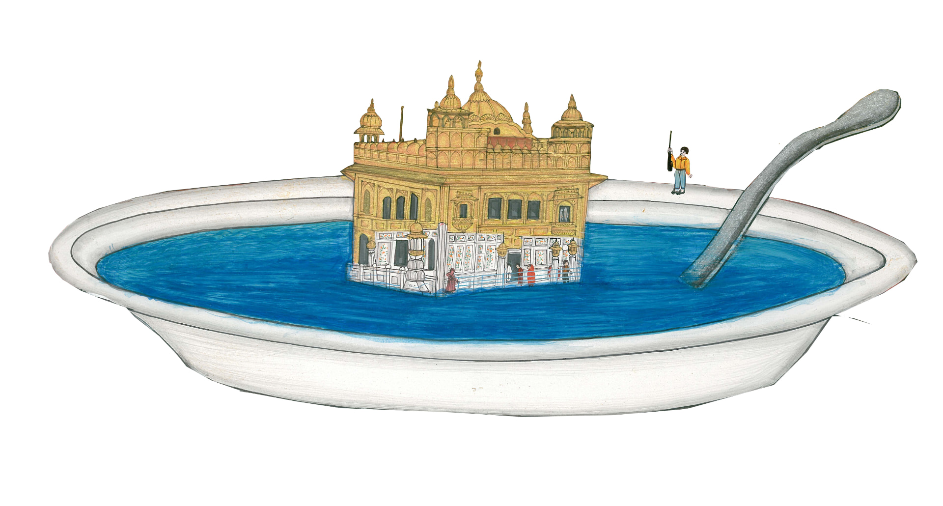 Golden Temple — miniature painting by Gautam Bhatia
