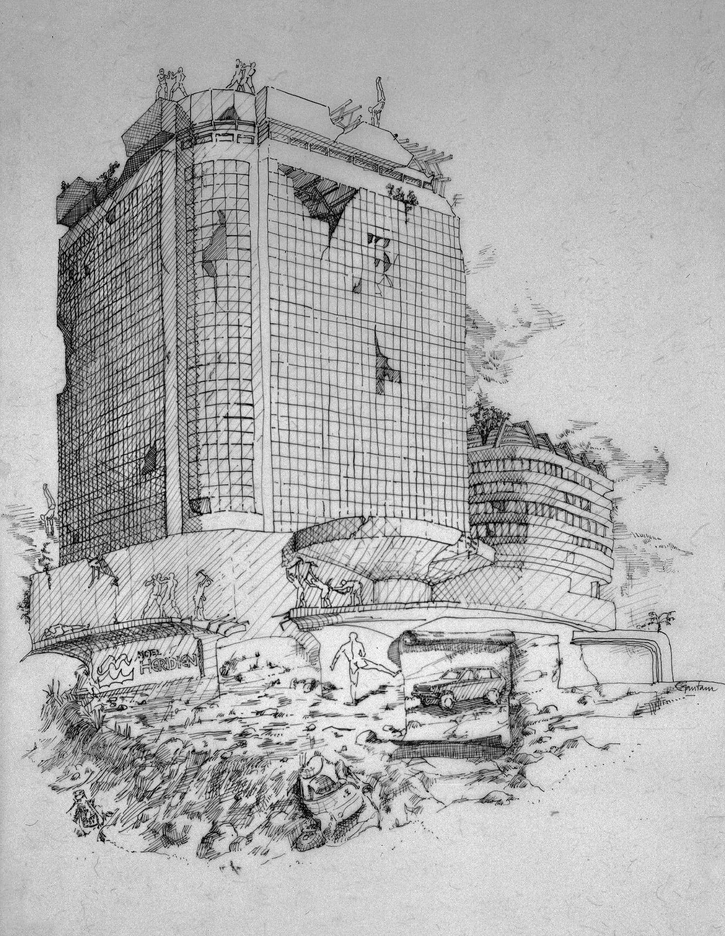 Meridian Ruin — pencil drawing by Gautam Bhatia