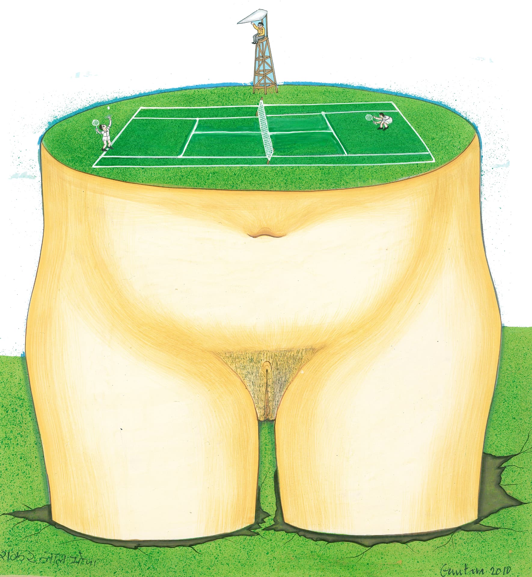 Country Club — miniature painting by Gautam Bhatia