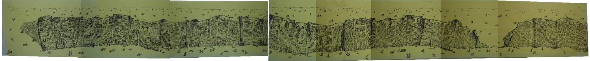 Wailing Wall — ink drawing by Gautam Bhatia