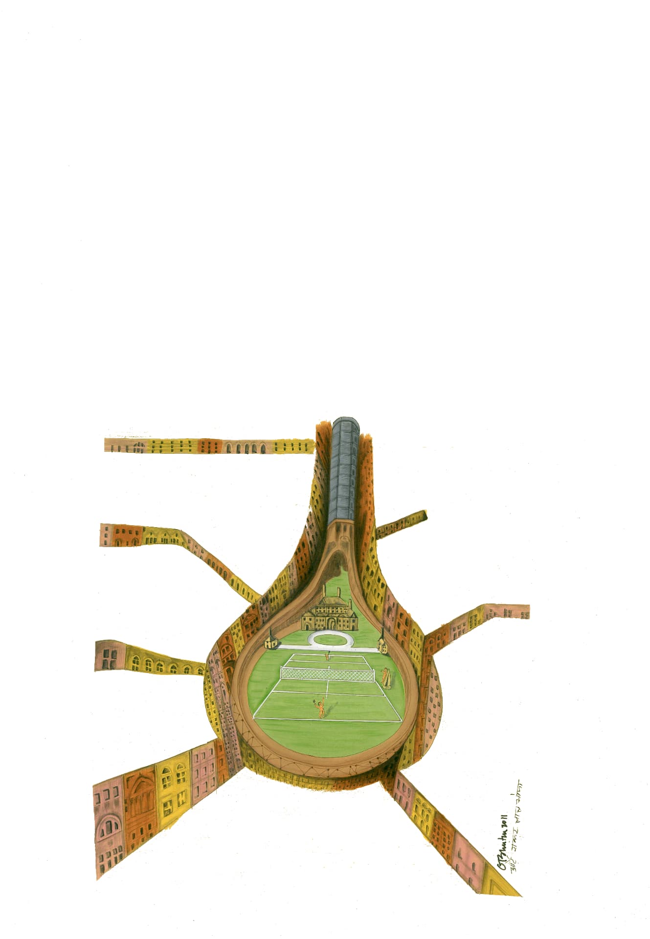 Racquet Club — miniature painting by Gautam Bhatia