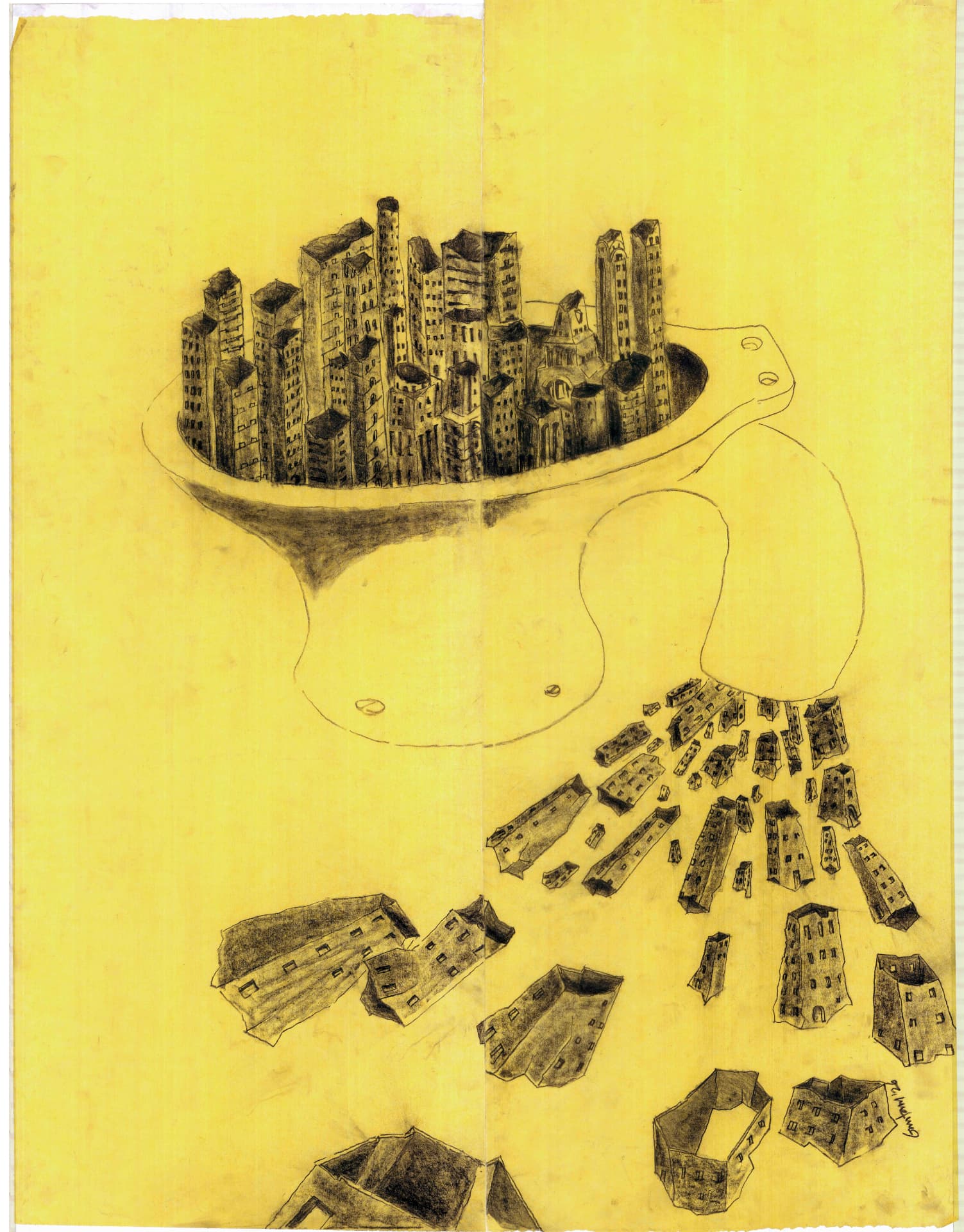 City Ruins — drawing by Gautam Bhatia